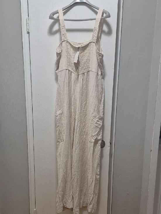 Pants - Light Cream Women's Linen Jumpsuit